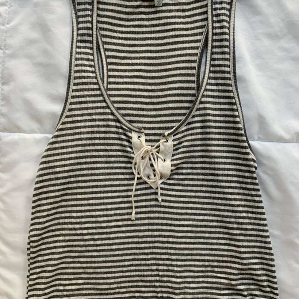 Striped Lace-Up Tank